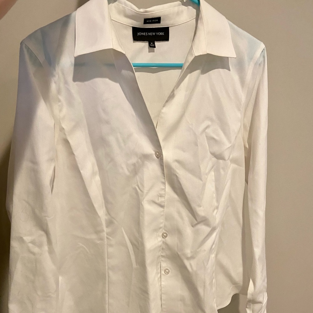Jones New York Cotton Button Up Collar Shirt